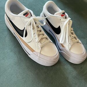 Nike White and Black Court Legacy Sneakers